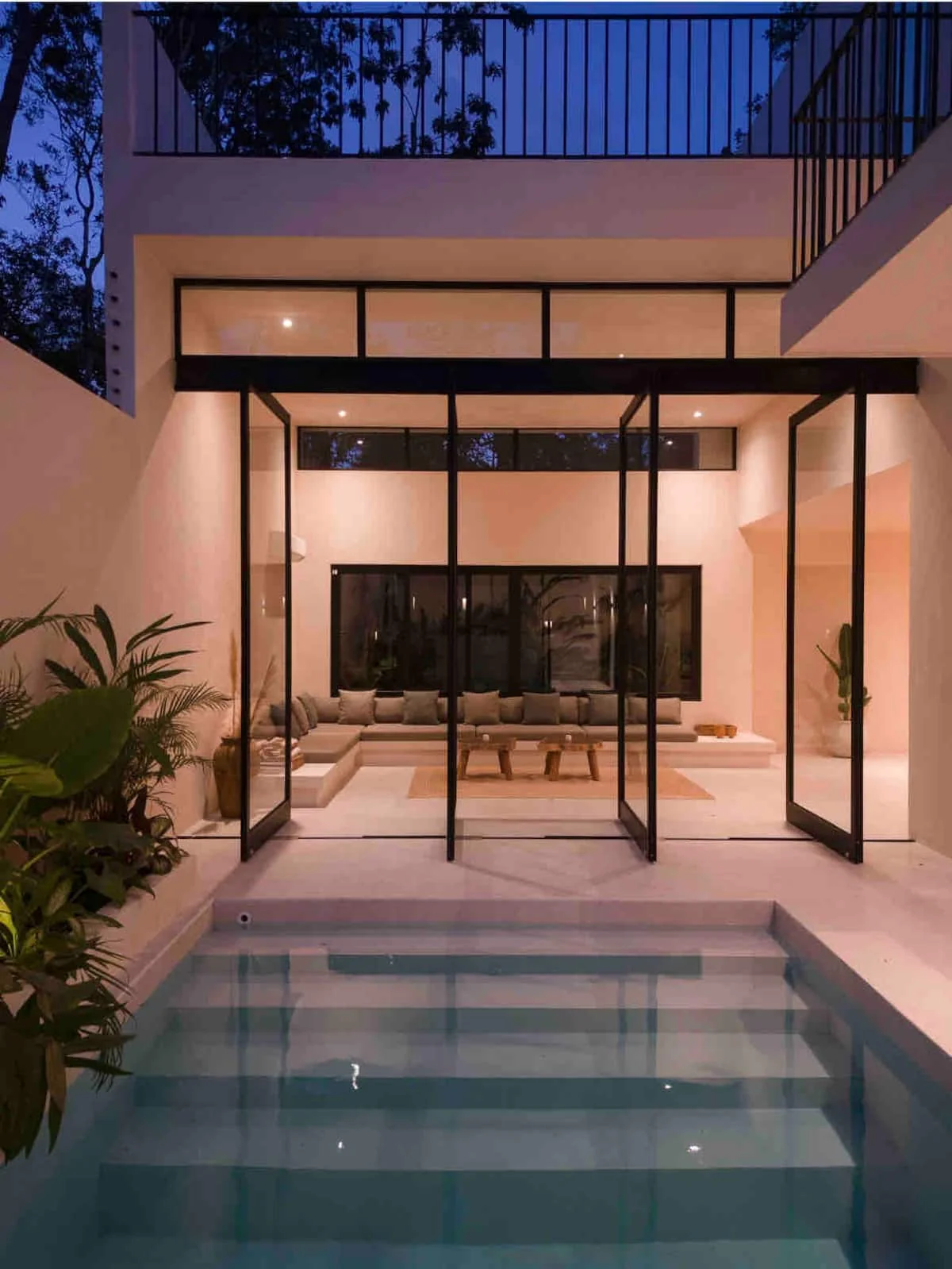 La Veleta modern luxury villa with contemporary design - Casa H pool at twilight