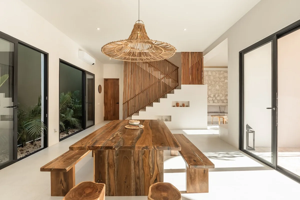 Casa Tabarka stylish bedroom with king bed and modern amenities in new Tulum designer villa