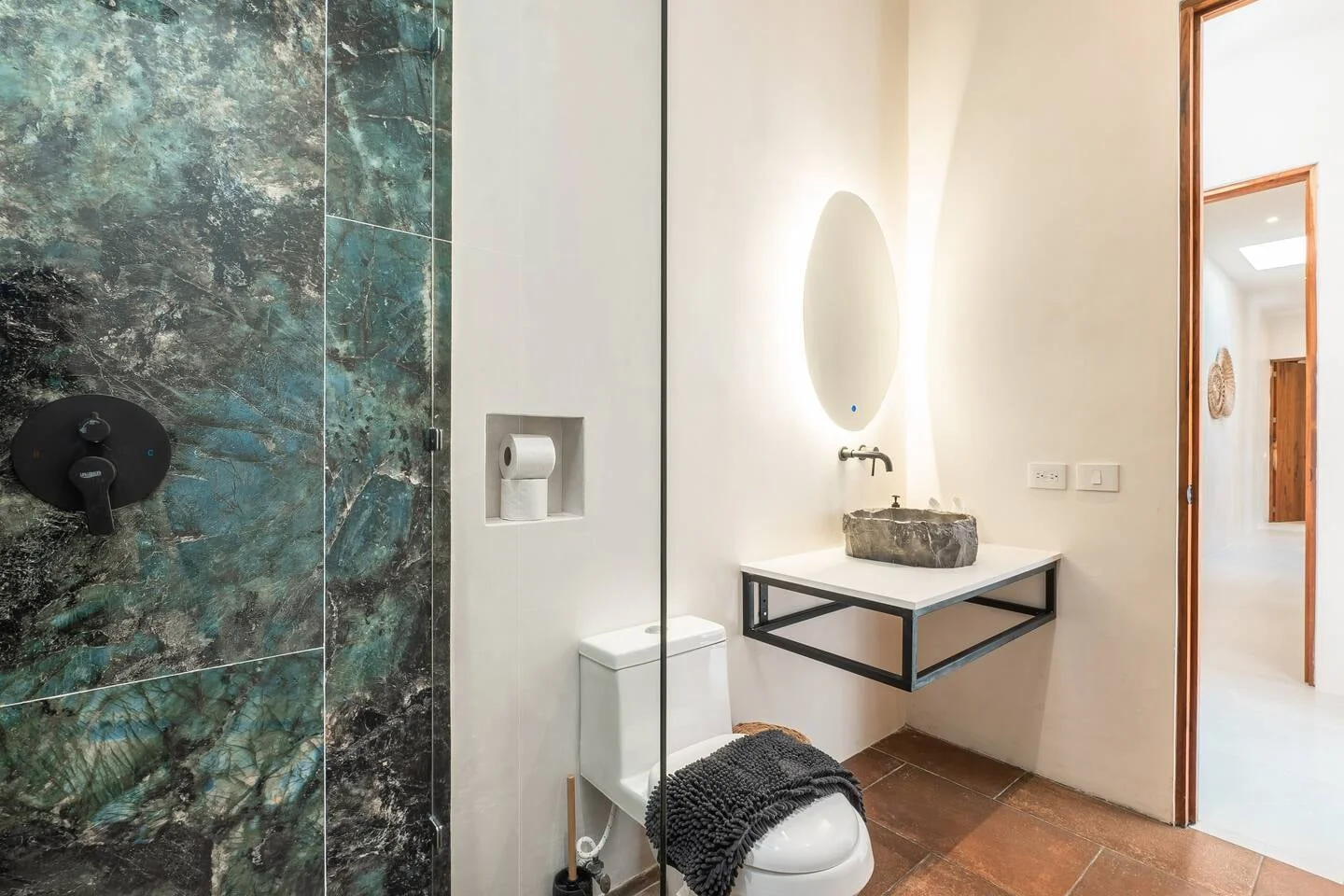 Casa Tabarka bathroom with natural stone sink